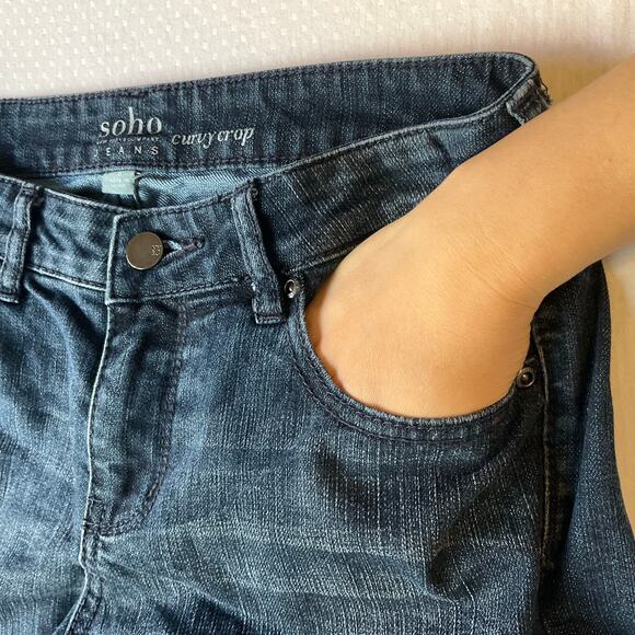 Soho JEANS NEW YORK & COMPANY Women Curvy Cropped Jeans size 4 Blue Mid Rise - Picture 8 of 11